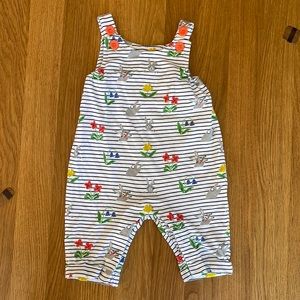Baby Boden and Petit Bateau Striped Onesie and Bunny Overalls